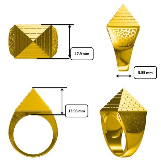 9ct Yellow Gold Half Ounce Pyramid Ring