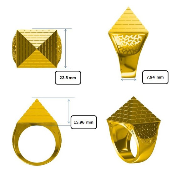 9ct Yellow Gold 1 Ounce Pyramid Ring