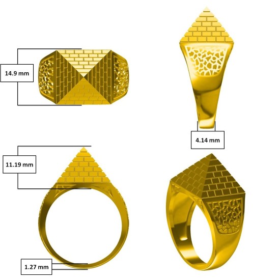 9ct Yellow Gold Pyramid Ring