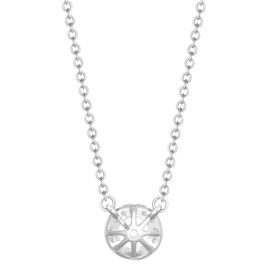 18ct White Gold 0.08ct Natural Diamond Halo Pendant with 16"-18" Chain Extender