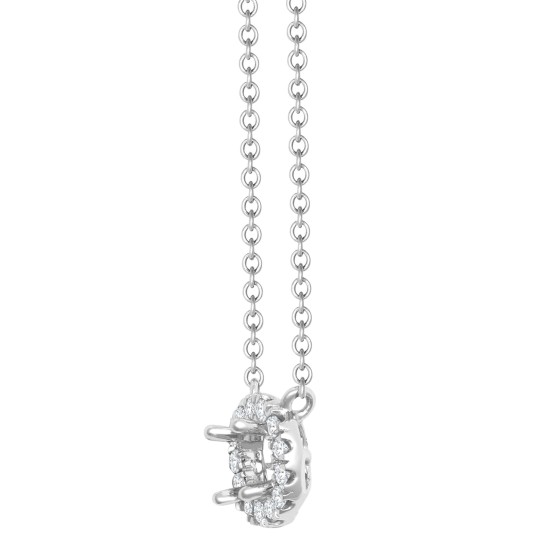 18ct White Gold 0.12ct Natural Diamond Halo Pendant with 16"-18" Chain Extender