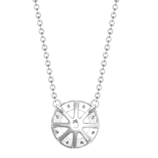 18ct White Gold 0.20ct Natural Diamond Halo Pendant with 16"-18" Chain Extender