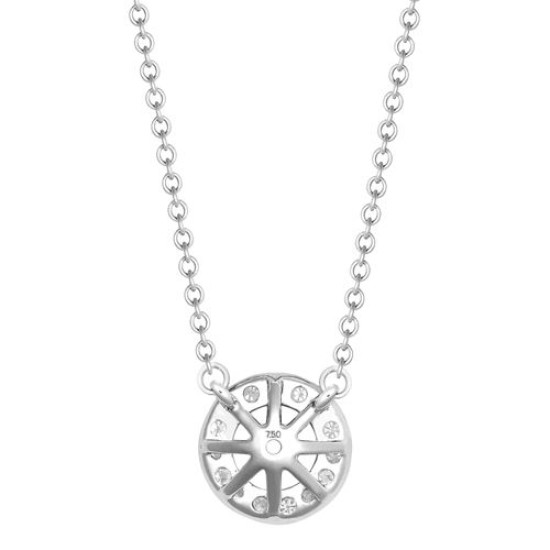 18ct White Gold 0.15ct Natural Diamond Halo Pendant with 16"-18" Chain Extender set with a 0.70ct J I1 Diamond