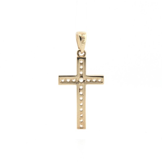 9ct Yellow Gold Channel Set CZ Cross