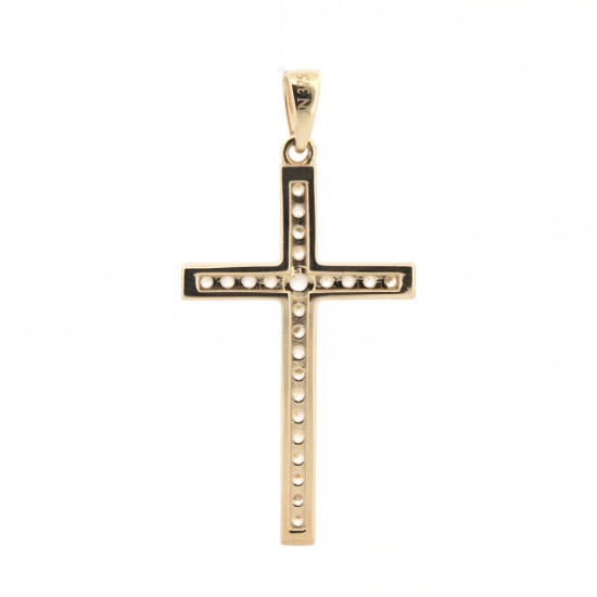 9ct Yellow Gold Channel Set CZ Cross