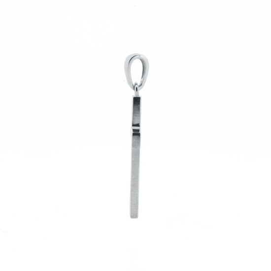 9ct White Gold Channel Set CZ Cross