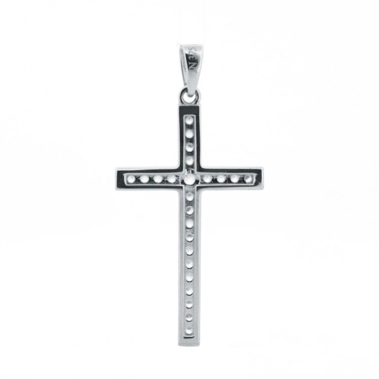 9ct White Gold Channel Set CZ Cross
