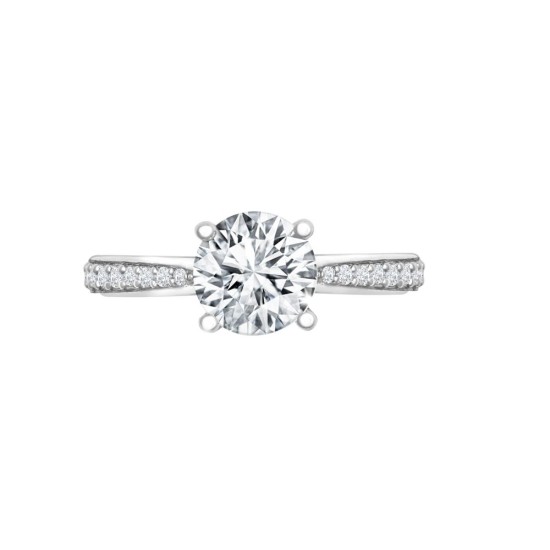 18ct White Gold 0.14ct Natural Diamond Pave set Wed-fit Ring Mount- Holds 1.00ct