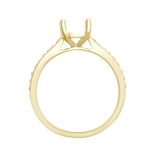18ct Yellow Gold 0.14ct Natural Diamond Pave set Wed-fit Ring Mount- Holds 1.00ct