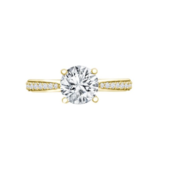 18ct Yellow Gold 0.14ct Natural Diamond Pave set Wed-fit Ring Mount- Holds 1.00ct