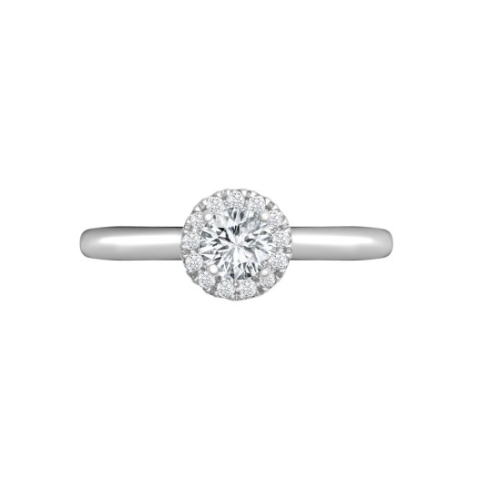 18ct White Gold 0.08ct Natural Diamond Micro-set Halo Wed-fit Ring Mount- Holds 0.25ct