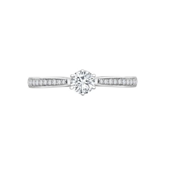18ct White Gold 0.24ct Natural Diamond Pave set 6-claw Ring Mount- Holds 0.25ct