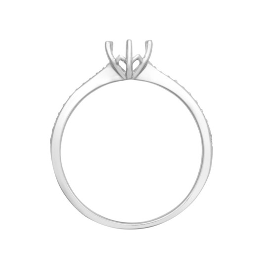 18ct White Gold 0.10ct Natural Diamond Pave set 6-claw Ring Mount- Holds 0.50ct