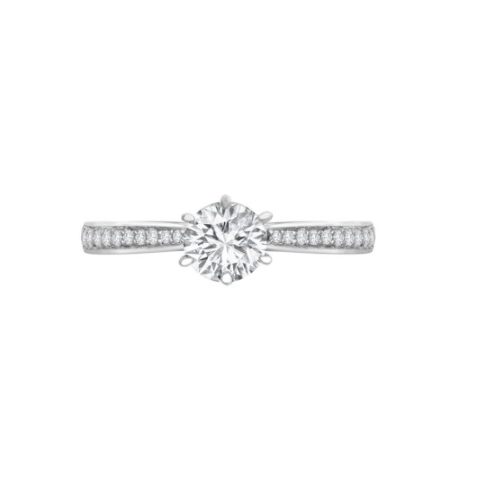 18ct White Gold 0.10ct Natural Diamond Pave set 6-claw Ring Mount- Holds 0.50ct