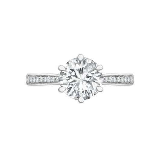 18ct White Gold 0.12ct Natural Diamond Pave set 6-claw Ring Mount- Holds 1.00ct