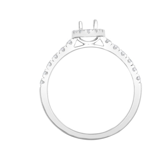 950 Platinum Gold 0.37ct Natural Diamond Micro-set Halo and Shoulders Wed-fit Ring Mount + 0.25ct Diamond
