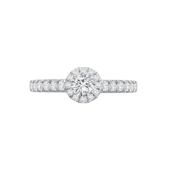 950 Platinum Gold 0.37ct Natural Diamond Micro-set Halo and Shoulders Wed-fit Ring Mount + 0.25ct Diamond