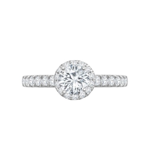 950 Platinum Gold 0.41ct Natural Diamond Micro-set Halo and Shoulders Wed-fit Ring Mount + 0.50ct Diamond