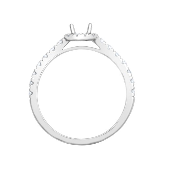 950 Platinum Gold 0.33ct Natural Diamond Micro-set Cushion-shaped Halo and Shoulders Wed-fit Ring Mount + 0.25ct Diamond