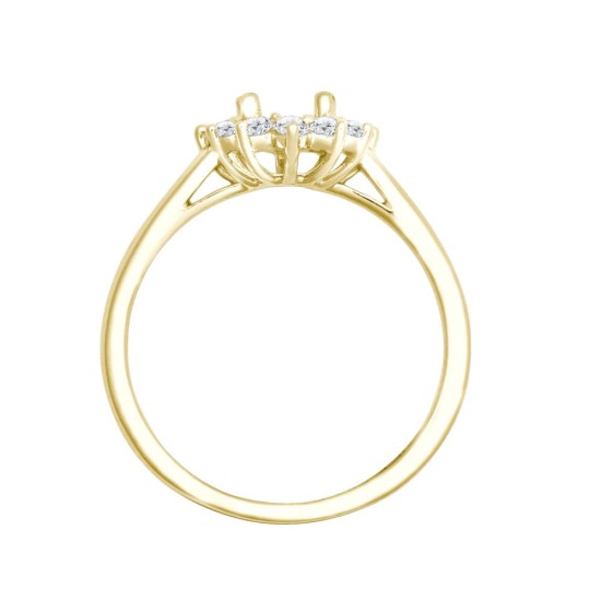 18ct Yellow Gold 0.35ct Natural Diamond Claw-set Cluster Halo Oval Ring - Holds 7x5mm