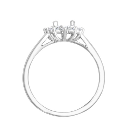 18ct White Gold 0.35ct Natural Diamond Claw-set Cluster Halo Oval Ring - Holds 7x5mm
