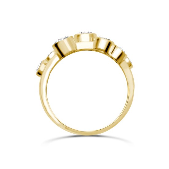 18ct Yellow Gold 1.00cts Natural Diamond 3 Row Bubble Ring