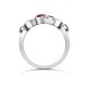 18ct White Gold 0.35cts Natural Diamond 0.89cts Ruby 3 Row Bubble Ring