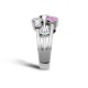 18ct White Gold 0.37cts Natural Diamond 0.45cts Pink Sapphire 3 Row Bubble Ring