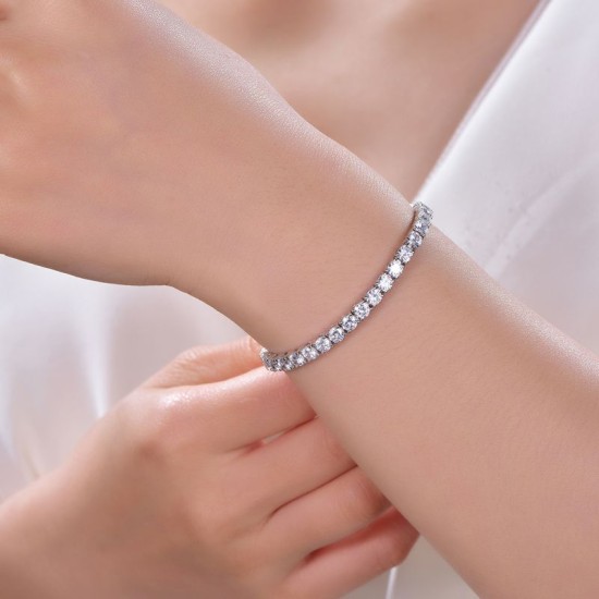925 Silver CZ Set Tennis Bracelet 4.0mm