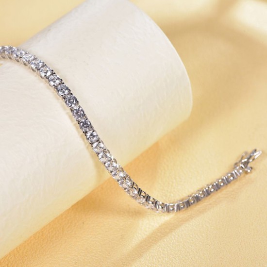 925 Silver CZ Set Tennis Bracelet 4.0mm
