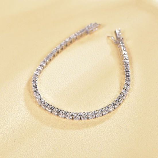 925 Silver CZ Set Tennis Bracelet 4.0mm