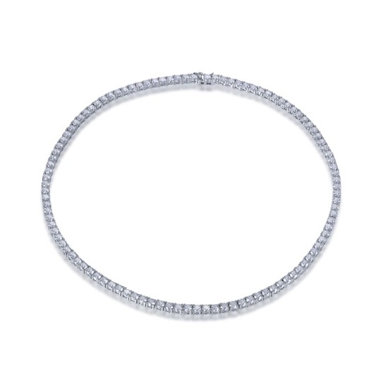 925 Silver CZ Set Tennis Necklace 4.0mm 17 Inch