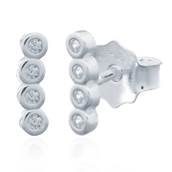 925 Silver Stud Earrings - CZ Set