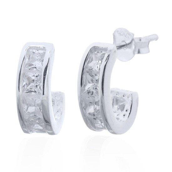 925 Silver Stud Earrings - CZ Set