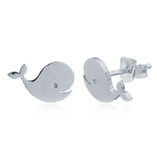 925 Silver Dolphin Stud Earrings