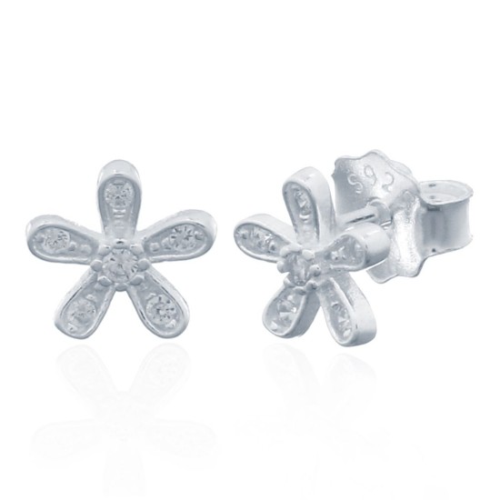 925 Silver Stud Earrings - CZ Set