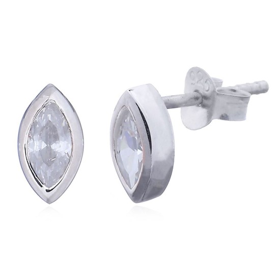 925 Silver Marquise CZ Set Stud Earrings