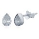925 Silver CZ Set Tear Drop Stud Earrings
