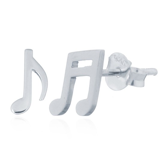 925 Silver Musical Note Stud Earrings