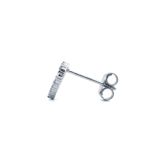 925 Silver Rhodium Plated CZ Set Heart Stud Earrings