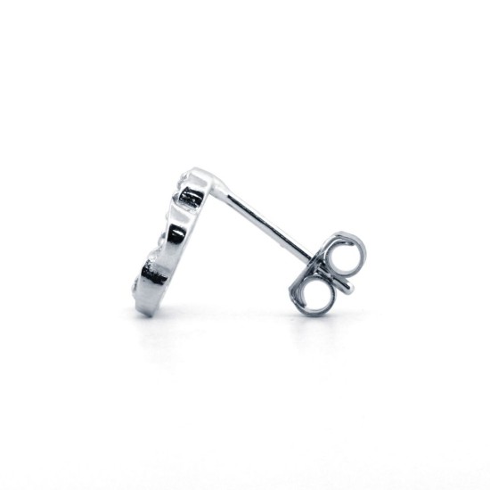 925 Silver Rhodium Plated CZ Set Clover Stud Earrings