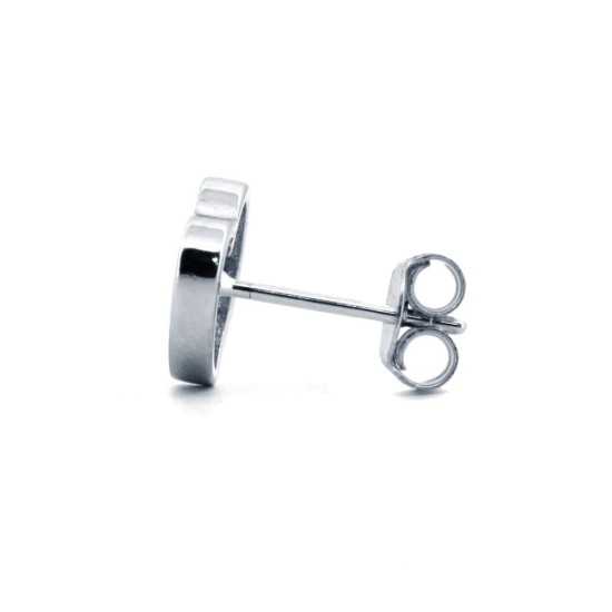 925 Silver Rhodium Plated CZ Set Heart Stud Earrings