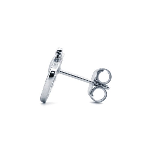 925 Silver Rhodium Plated CZ Set Heart Stud Earrings