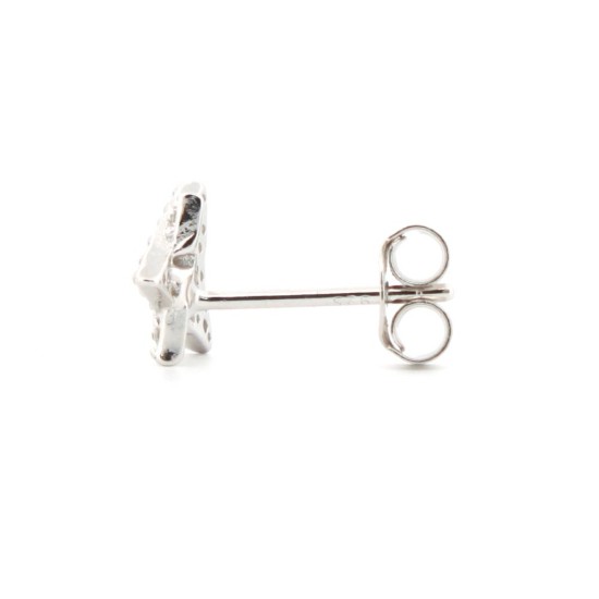 925 Silver Rhodium Plated CZ Set Star of David Stud Earrings