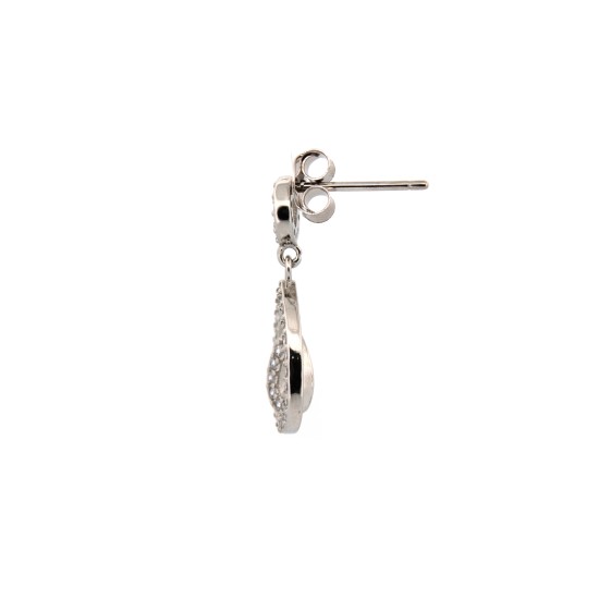 925 Silver Rhodium Plated CZ Set Drop Earrings
