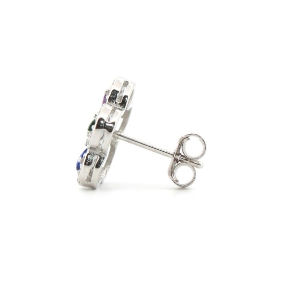 925 Silver Rhodium Plated CZ Set Stud Earrings