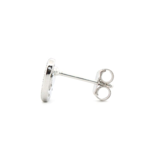 925 Silver Rhodium Plated CZ Set Heart Stud Earrings