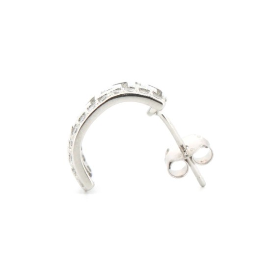 925 Silver Rhodium Plated CZ Set Stud Earrings