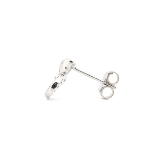 925 Silver Rhodium Plated CZ Set Cat Stud Earrings