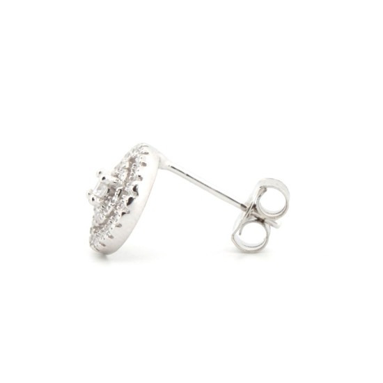 925 Silver Rhodium Plated CZ Set Stud Earrings